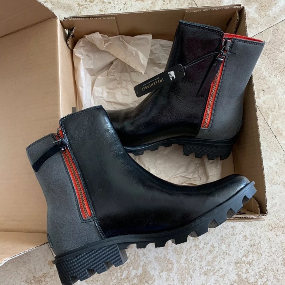 SOREL PHOENIX BOOT NEW 8.5 WOMENS BLACK ZIP - Picture 3 of 5